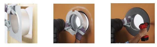 Installation d'une rosace de cheminée